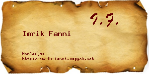 Imrik Fanni névjegykártya